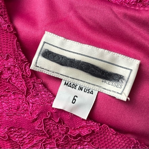 SCOTT MCCLINTOCK Vintage 90s Pink Floral Lace Long Sleeve Bodycon Mini Dress XS - Picture 4 of 5